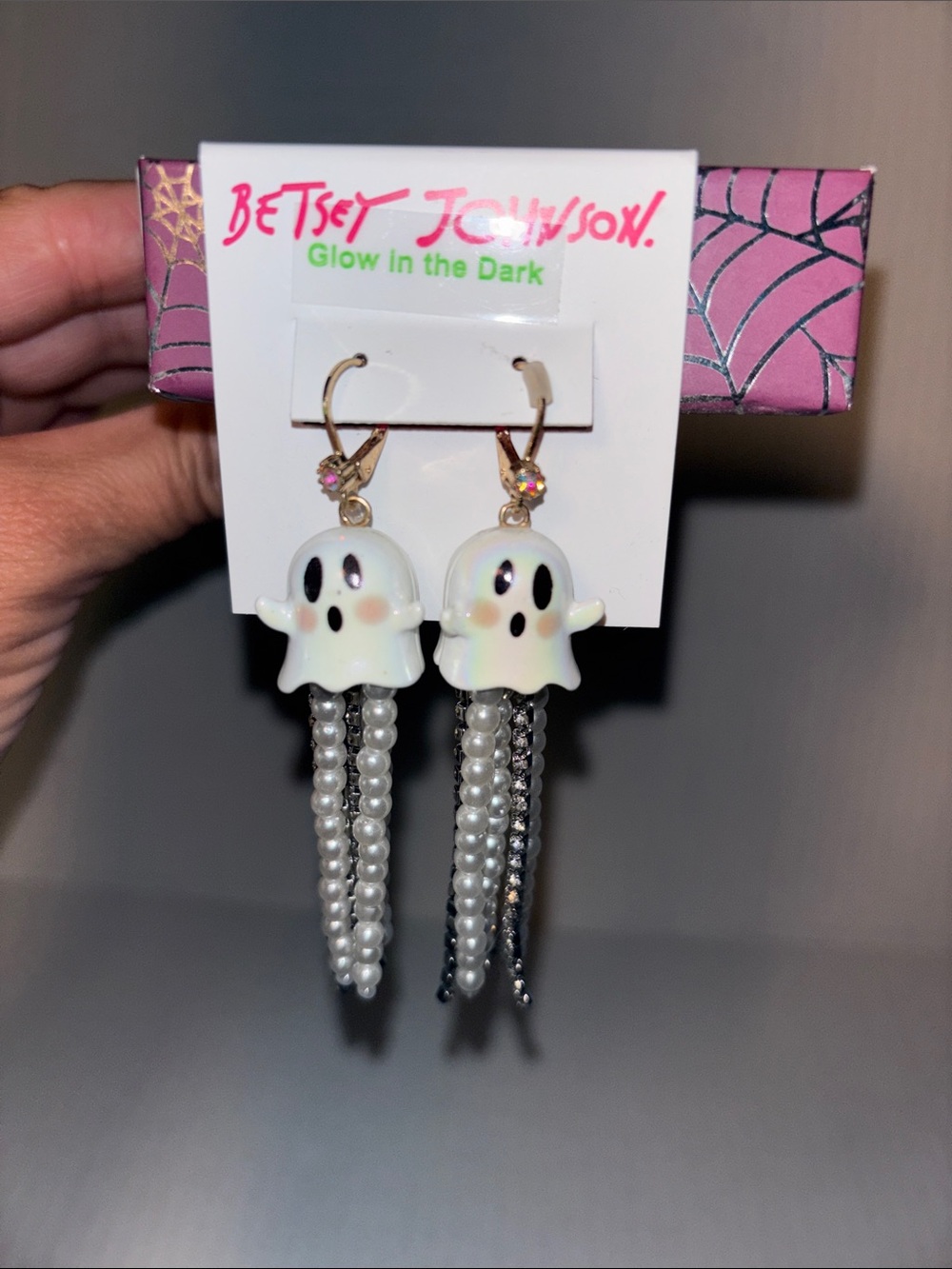 Betsey Johnson Glow-In-The-Dark White Ghost Tassel Earrings for Kids